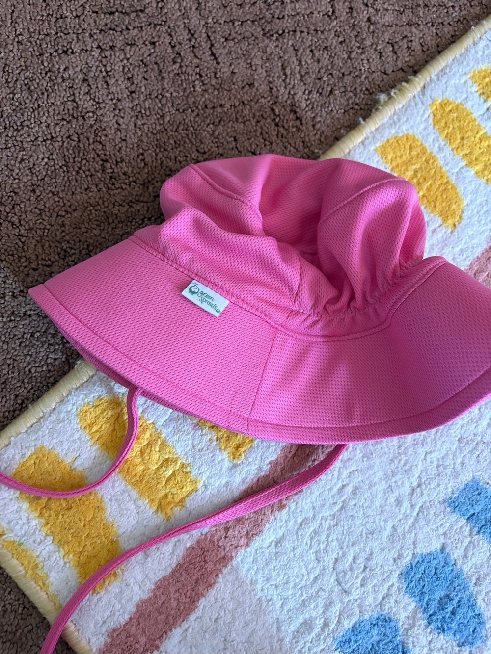 Pink Sun Hat for Kids with Chin Strap
